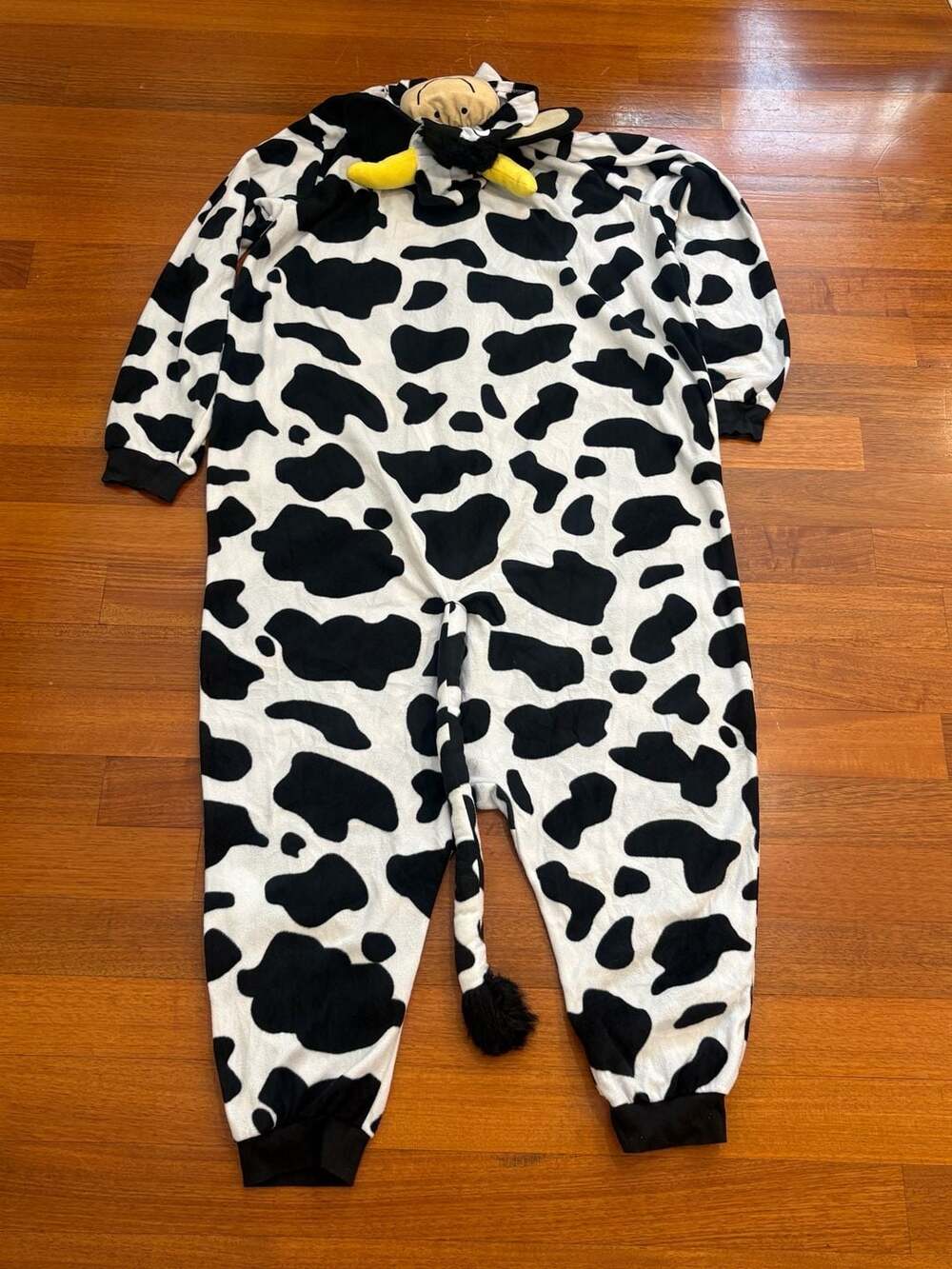 Cow Animal Character Fleece Hooded Onesie Jumpsuit with Tail Adult XL - Picture 7 of 7